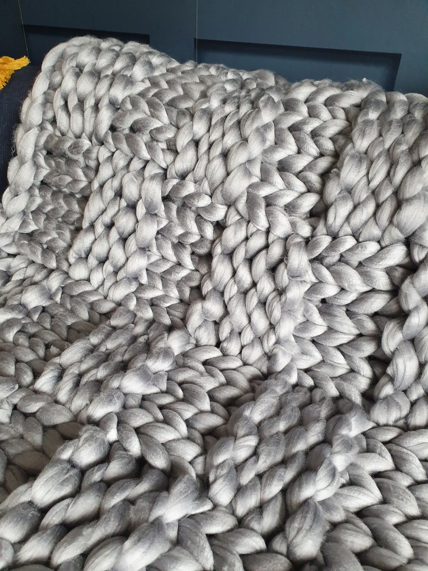 Silver Grey chunky wool lap blanket