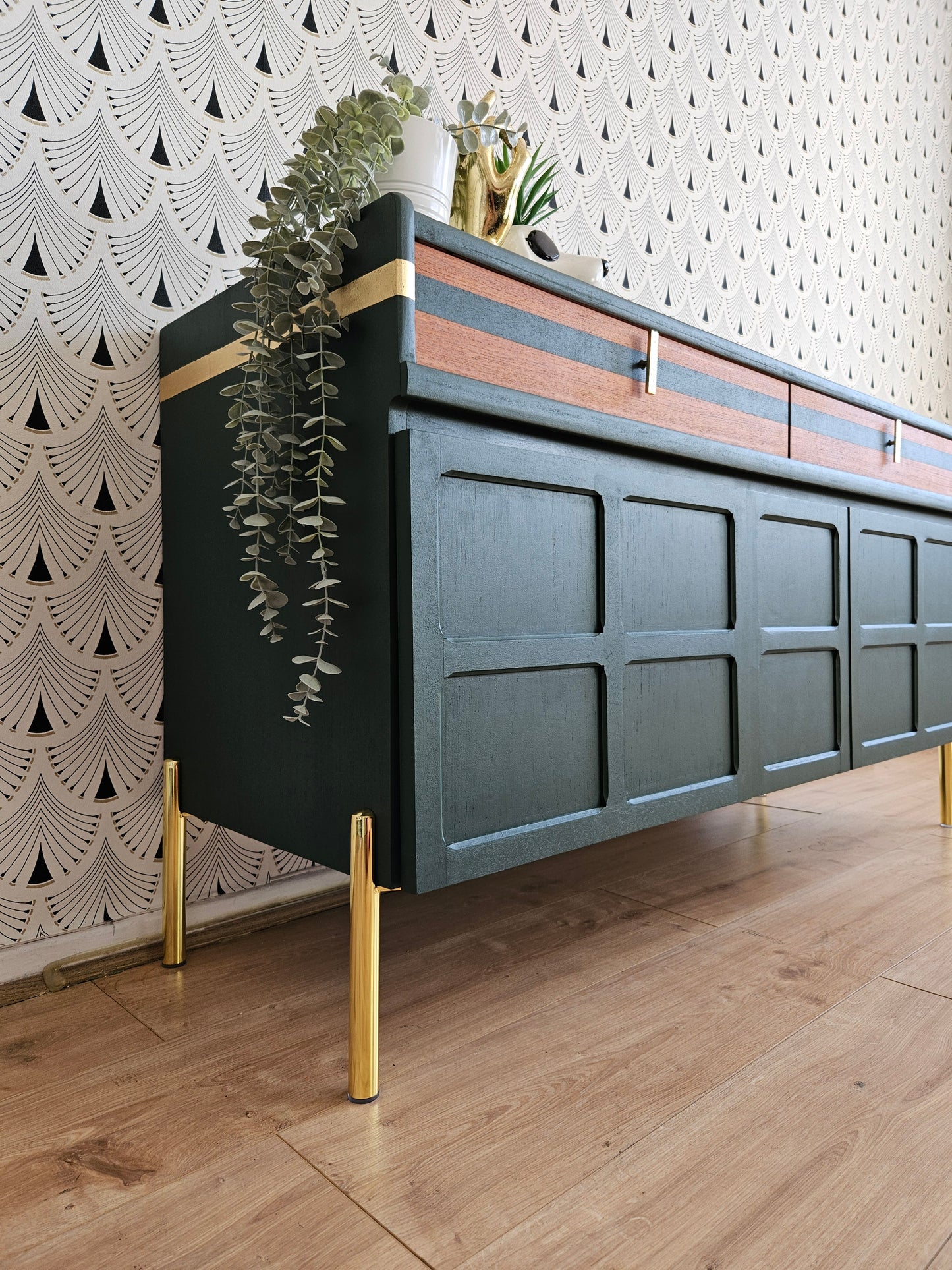 Nathan square vintage sideboard in green