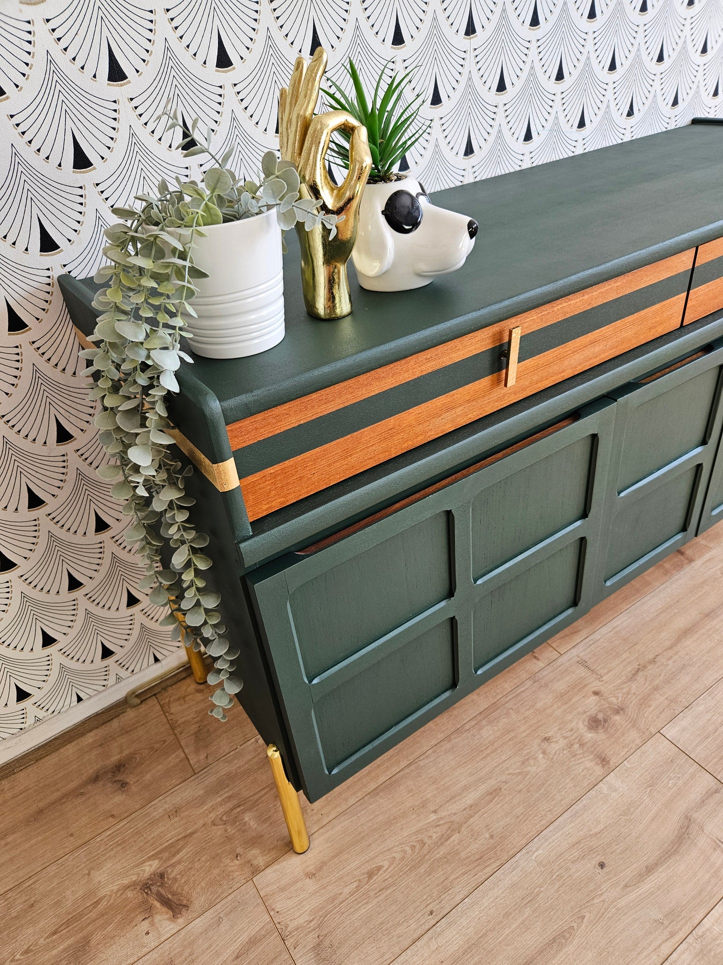Nathan square vintage sideboard in green