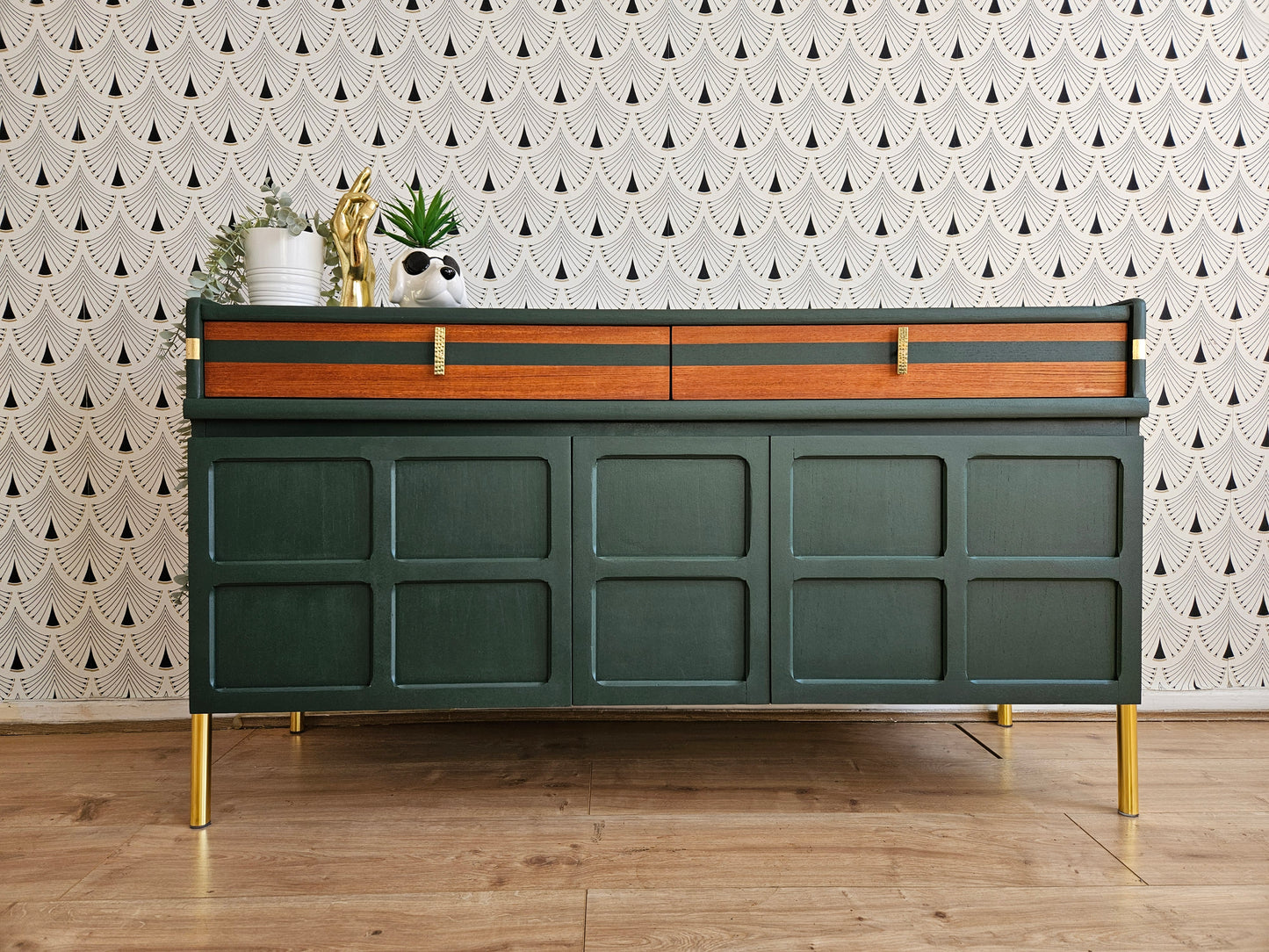 Nathan square vintage sideboard in green