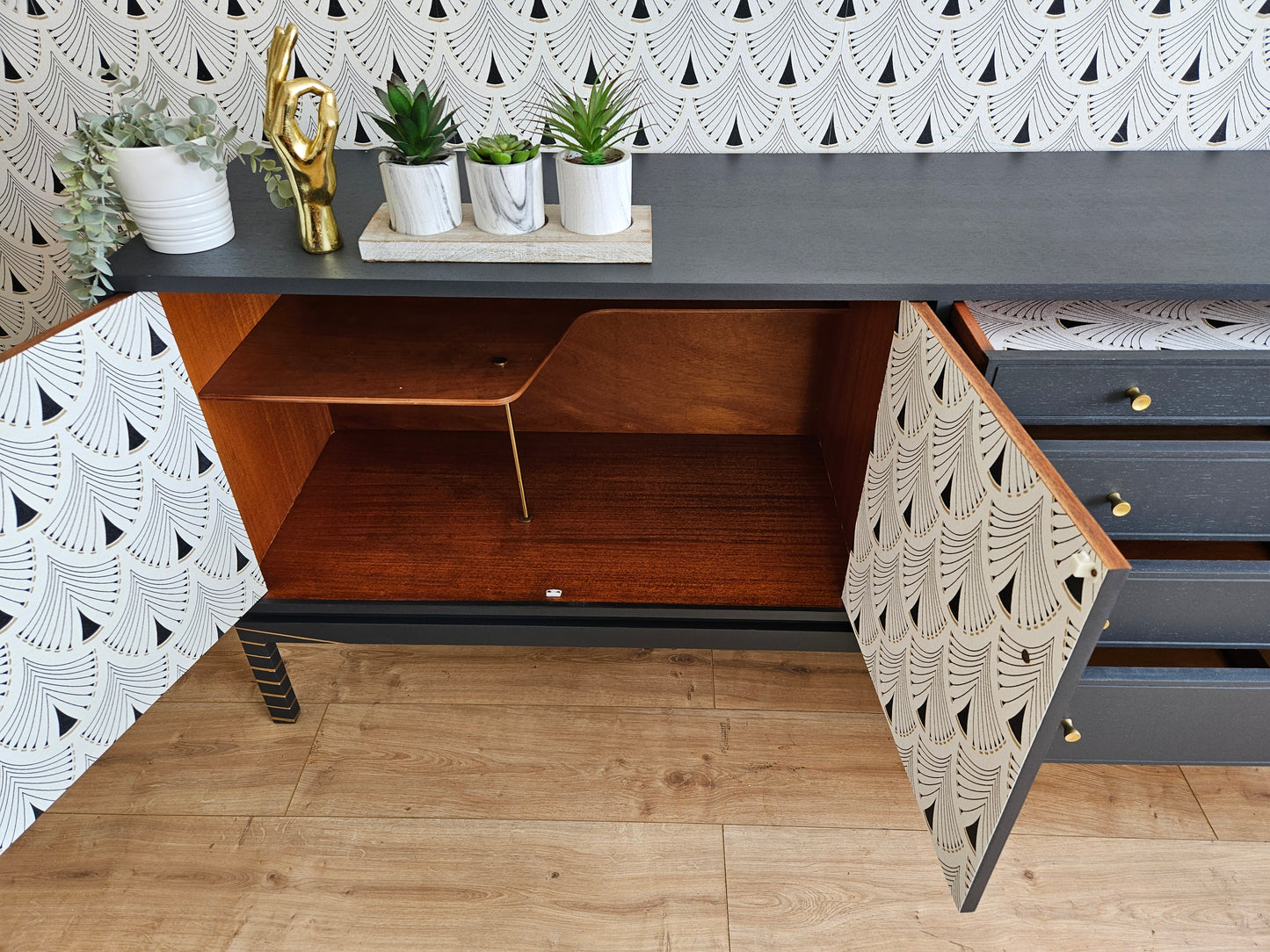 Vintage Greaves and Thomas sideboard in grey and gold