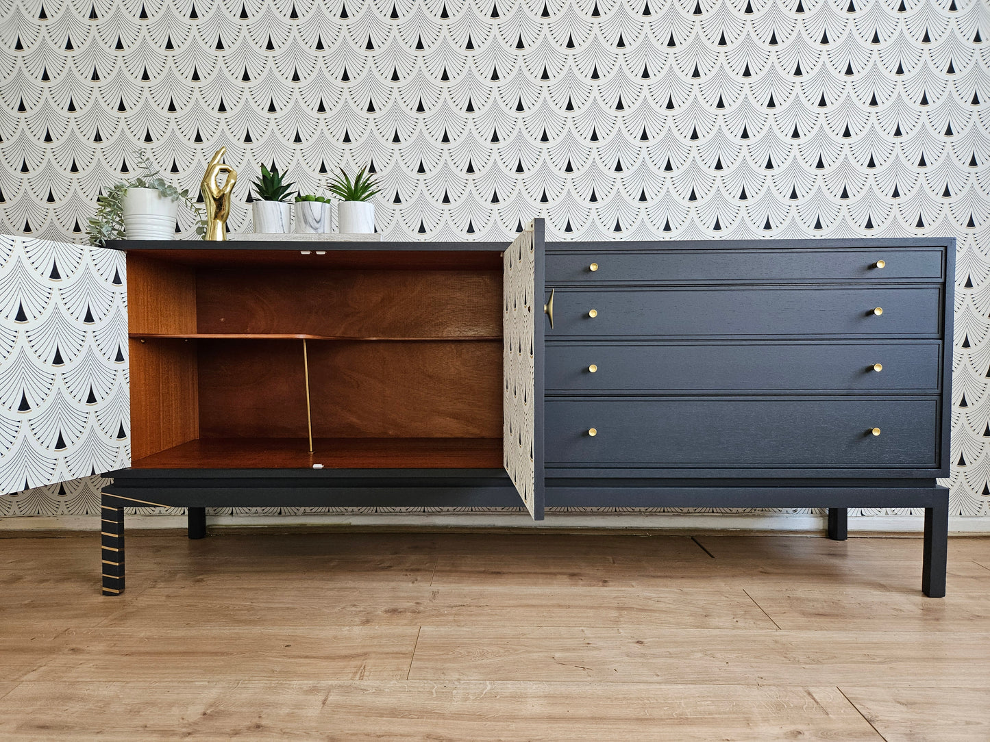 Vintage Greaves and Thomas sideboard in grey and gold