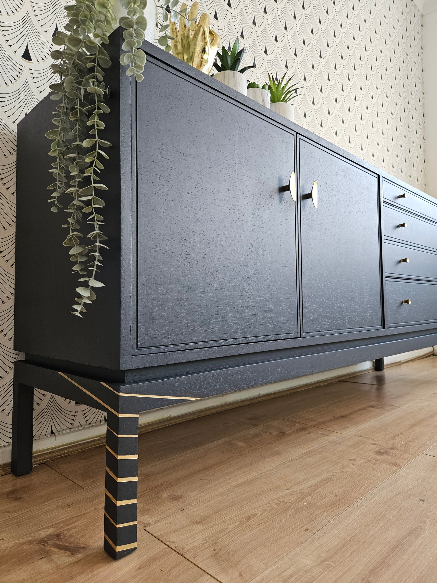 Vintage Greaves and Thomas sideboard in grey and gold