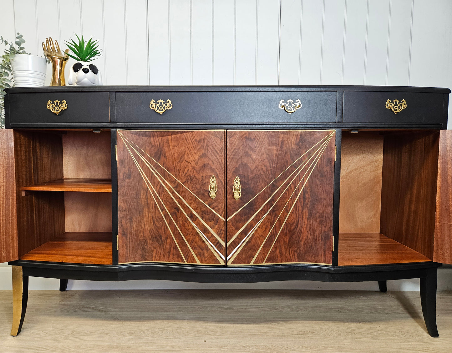 Vintage black and gold sideboard