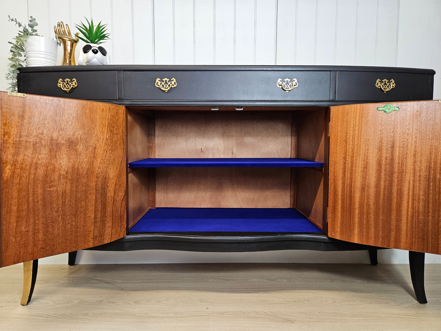Vintage black and gold sideboard