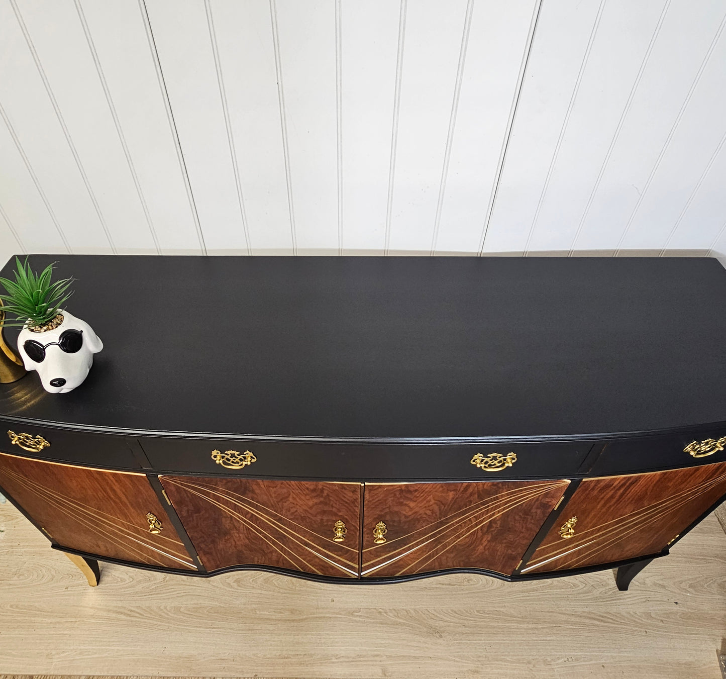 Vintage black and gold sideboard