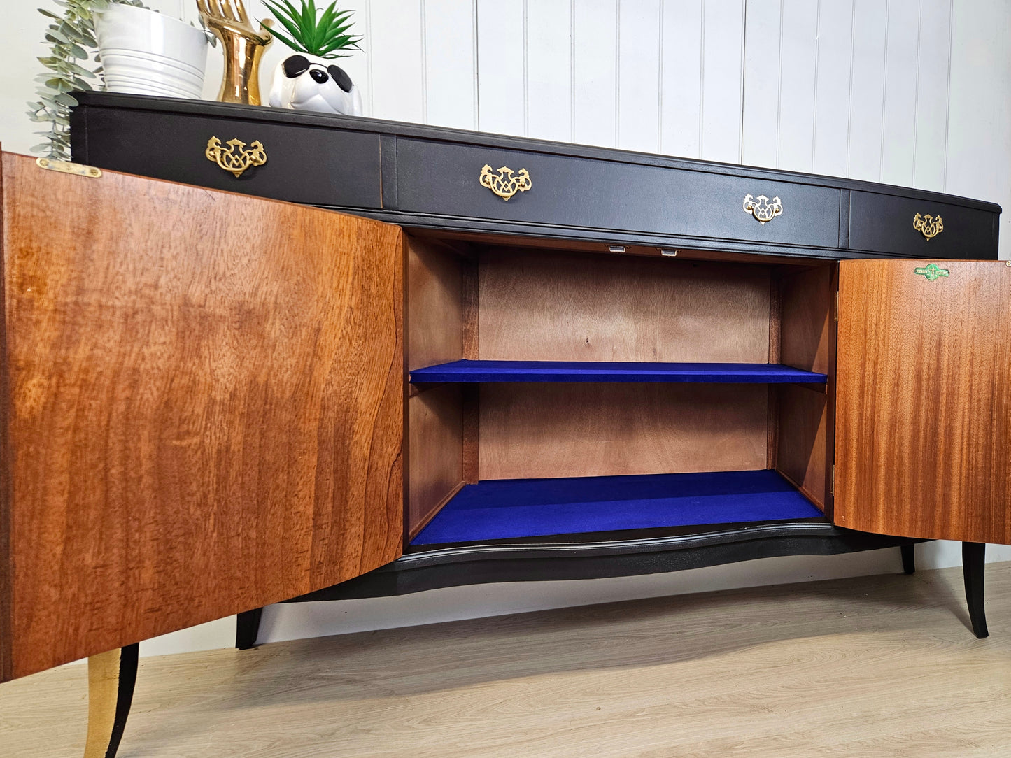 Vintage black and gold sideboard
