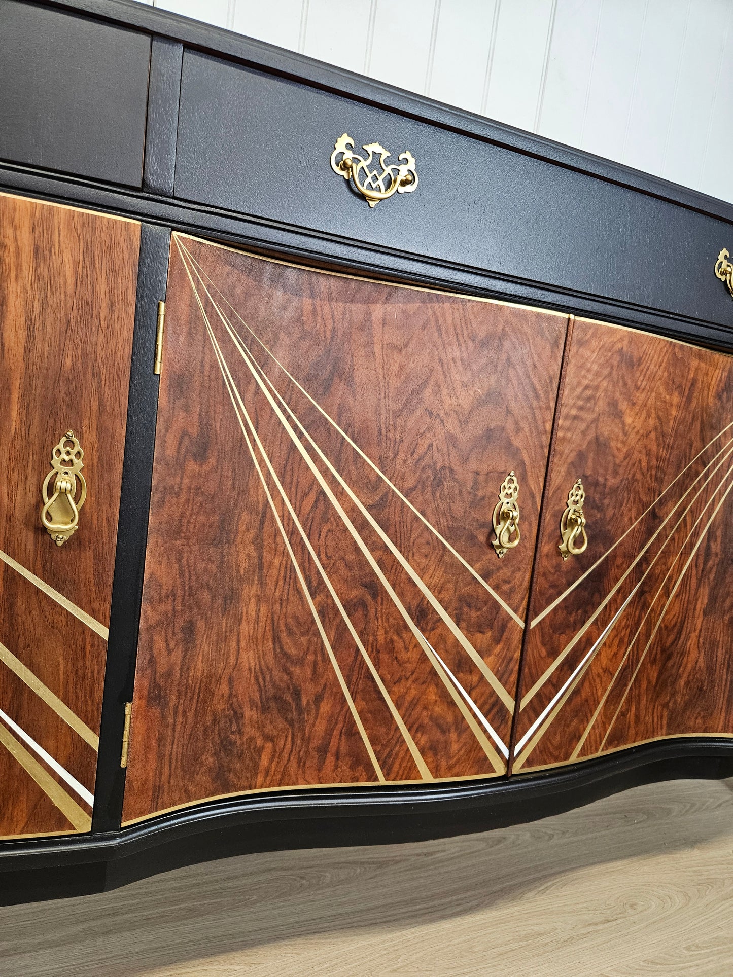 Vintage black and gold sideboard