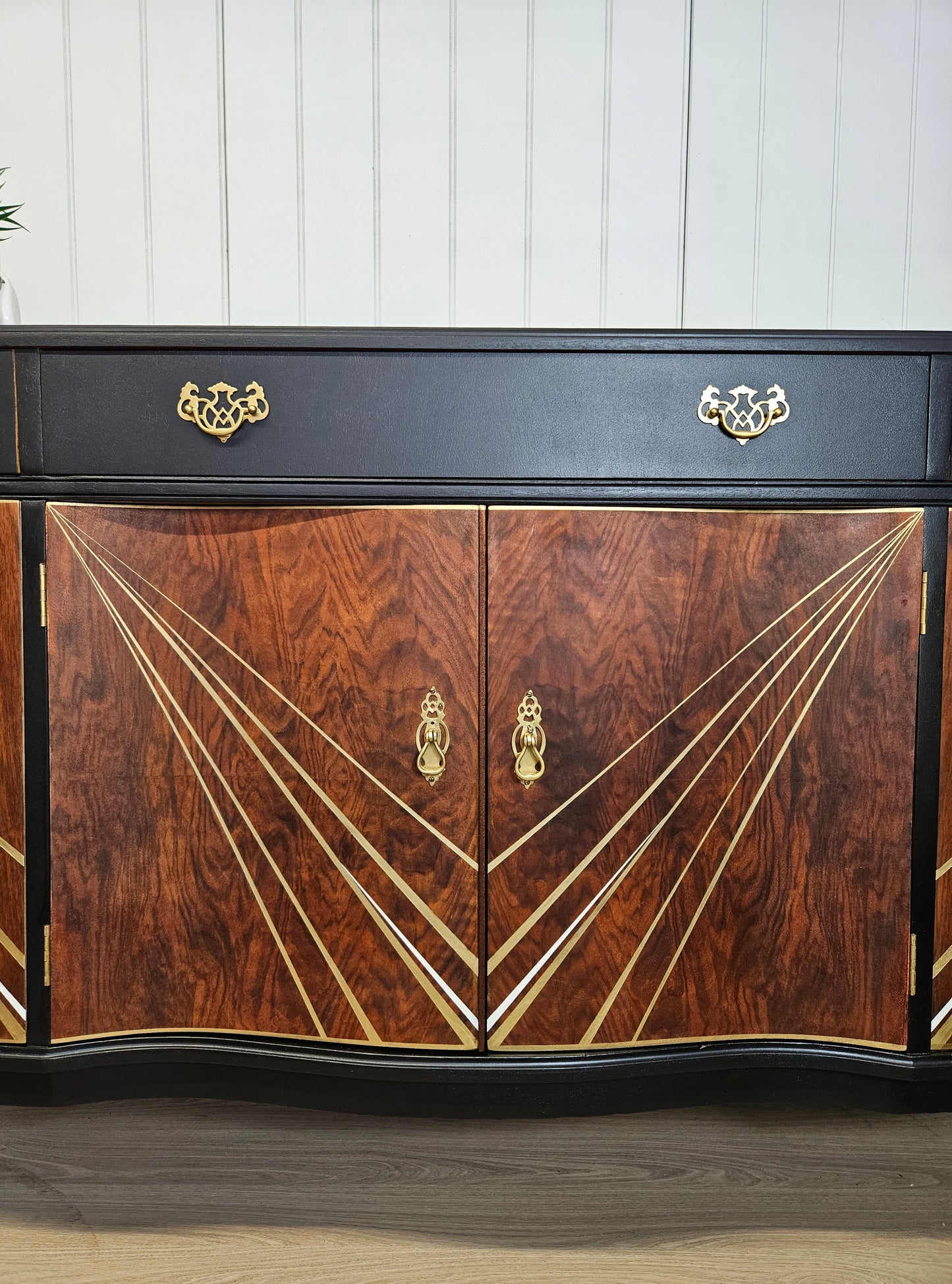 Vintage black and gold sideboard